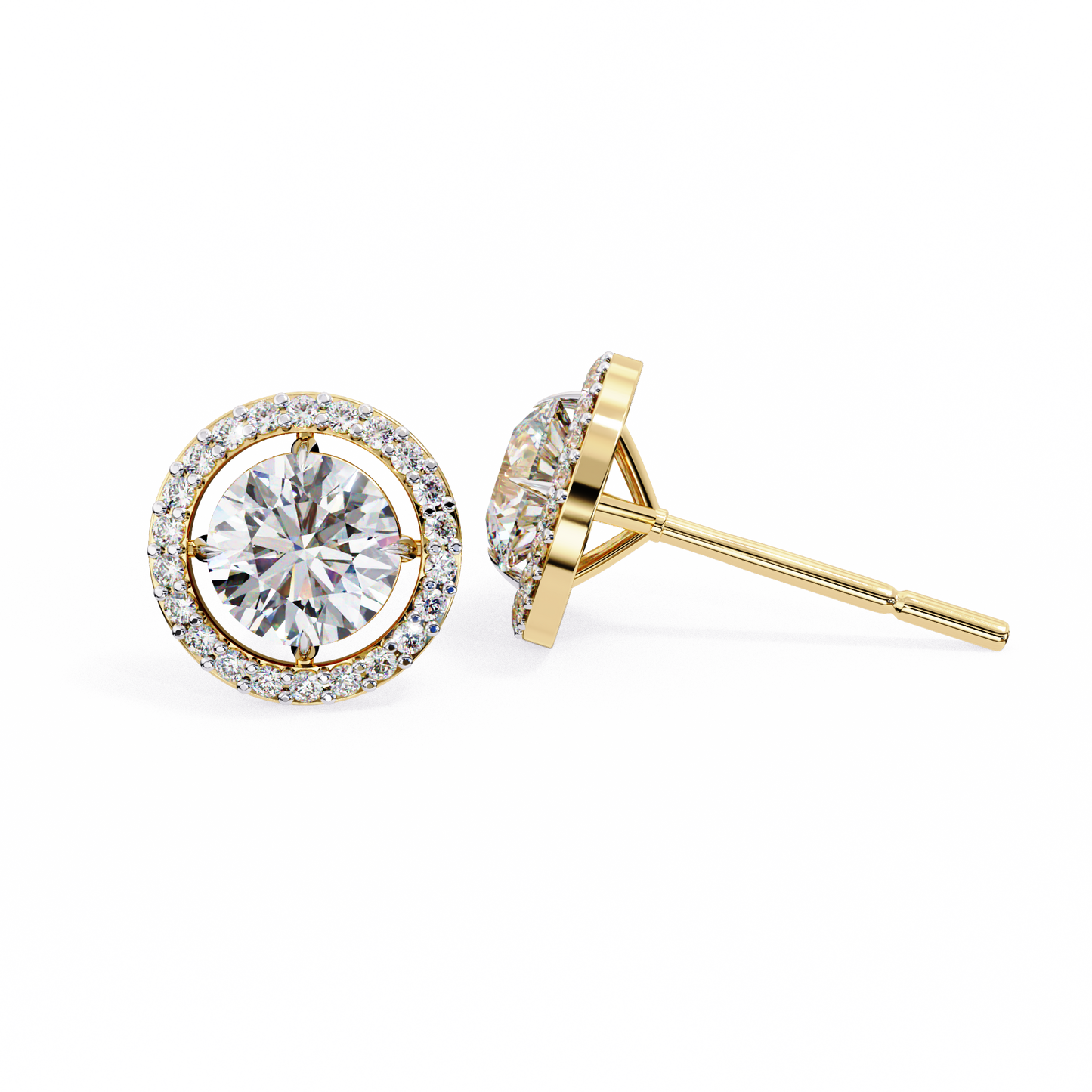 0.92 ct Round  Lab Grown Diamond Halo Earrings The perfect blend of classic elegance and modern style