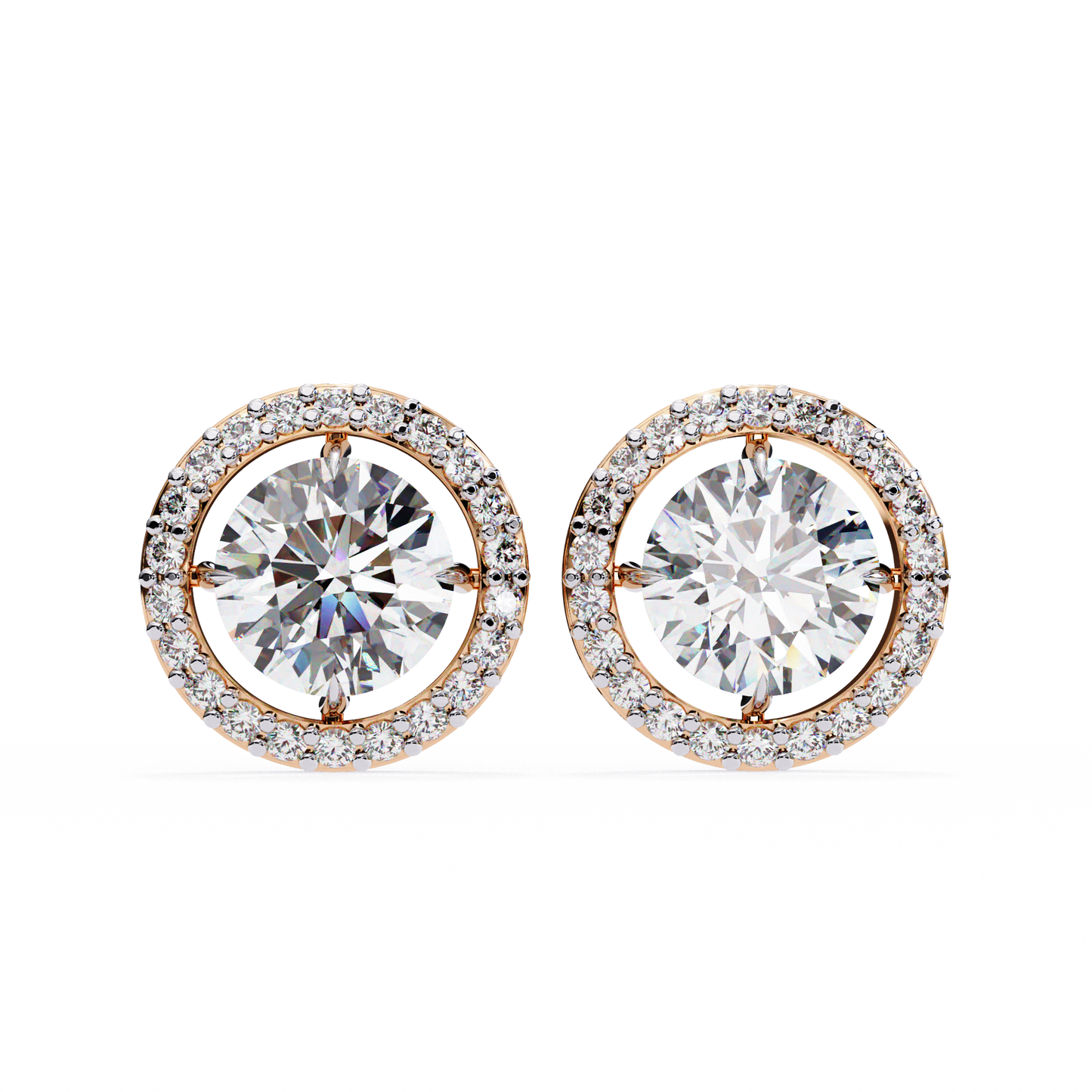 0.92 ct Round  Lab Grown Diamond Halo Earrings The perfect blend of classic elegance and modern style