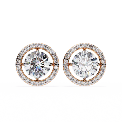 0.92 ct Round  Lab Grown Diamond Halo Earrings The perfect blend of classic elegance and modern style