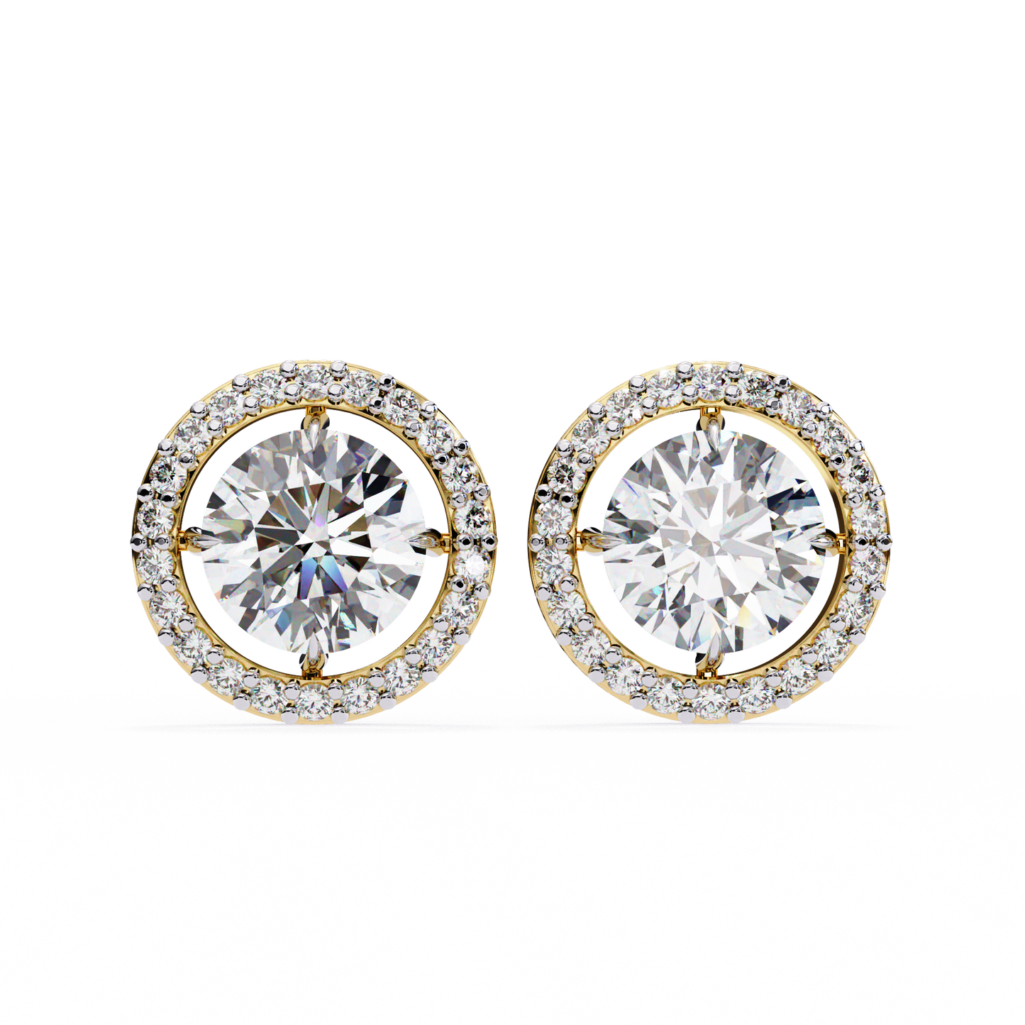 0.92 ct Round  Lab Grown Diamond Halo Earrings The perfect blend of classic elegance and modern style