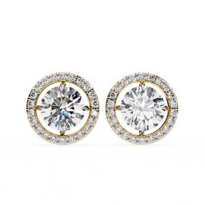 0.92 ct Round  Lab Grown Diamond Halo Earrings The perfect blend of classic elegance and modern style
