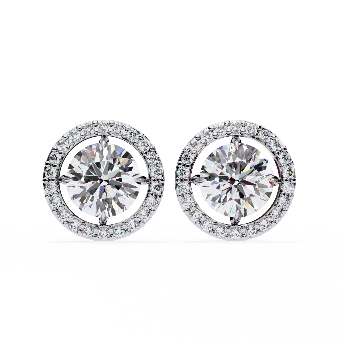 0.92 ct Round  Lab Grown Diamond Halo Earrings The perfect blend of classic elegance and modern style