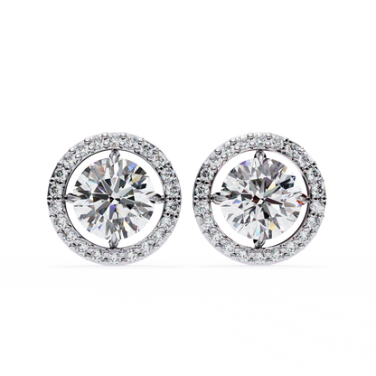 0.92 ct Round  Lab Grown Diamond Halo Earrings The perfect blend of classic elegance and modern style