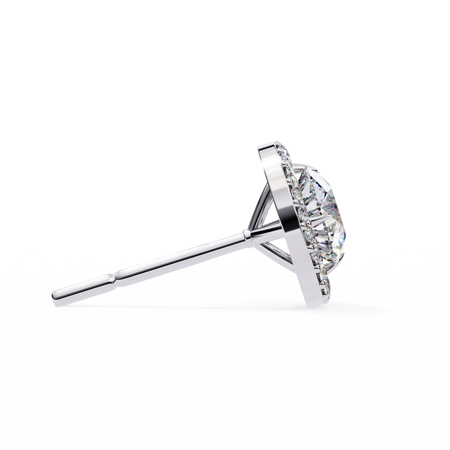 0.92 ct Round  Lab Grown Diamond Halo Earrings The perfect blend of classic elegance and modern style