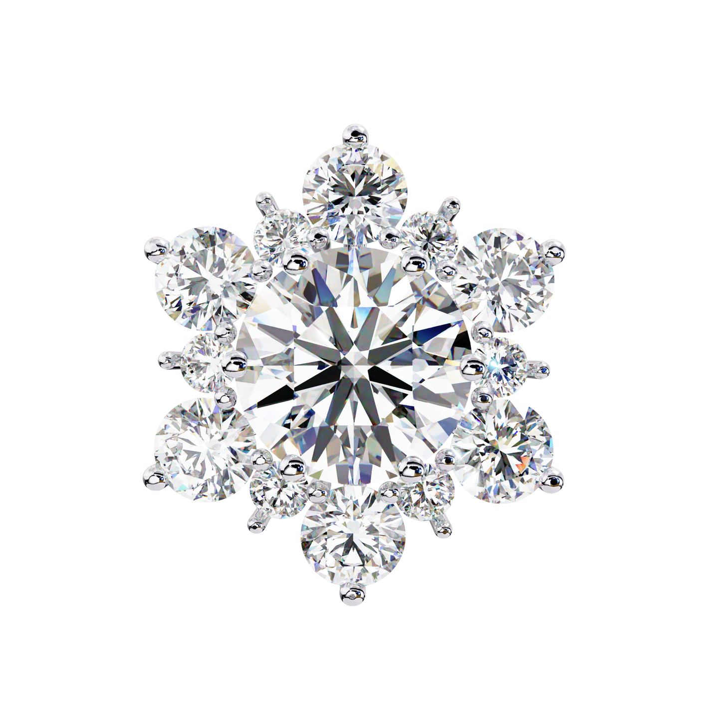 0.72 Ct  Round  Lab‑Grown Diamond Floral Earrings – Ethical & Sparkling Studs
