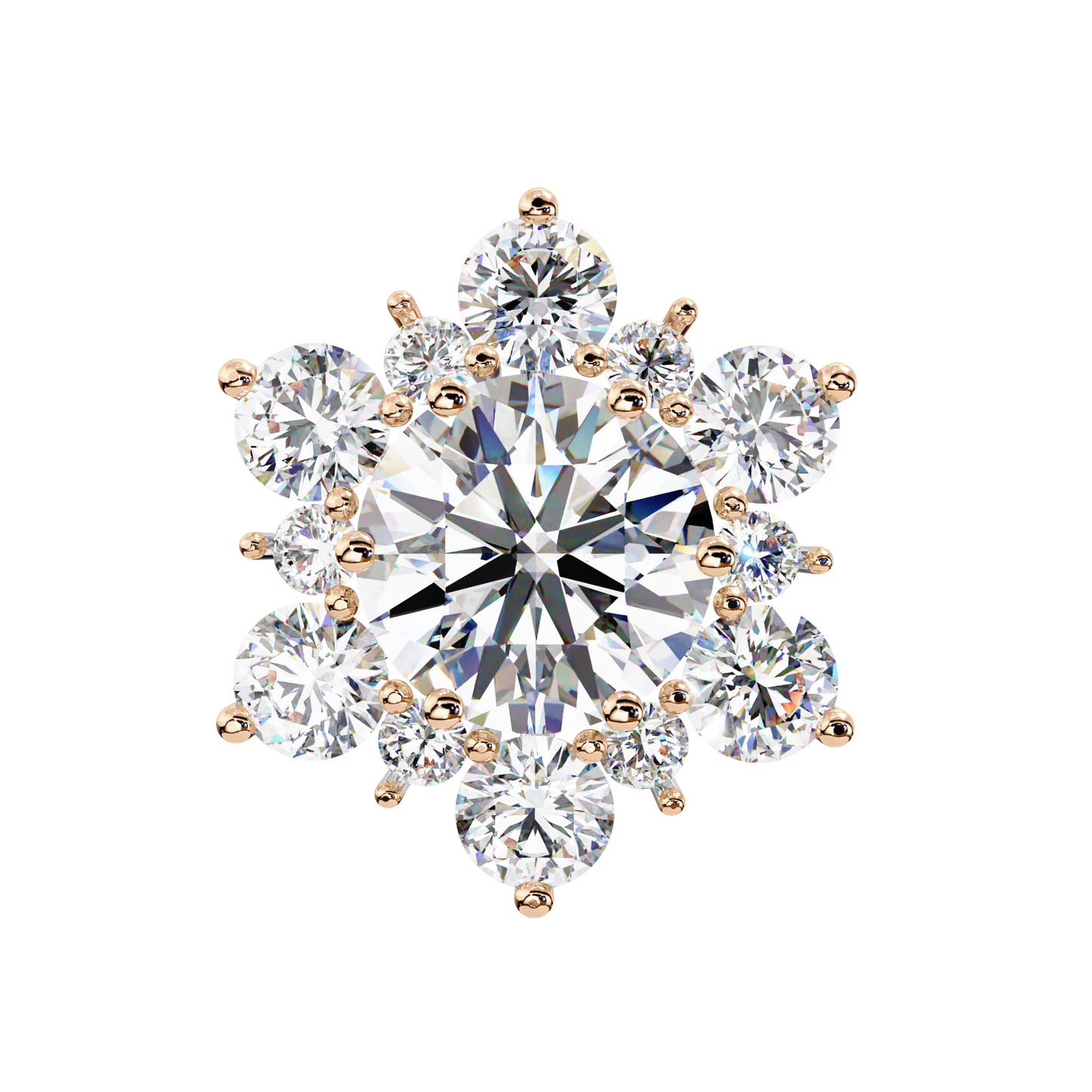 0.72 Ct  Round  Lab‑Grown Diamond Floral Earrings – Ethical & Sparkling Studs