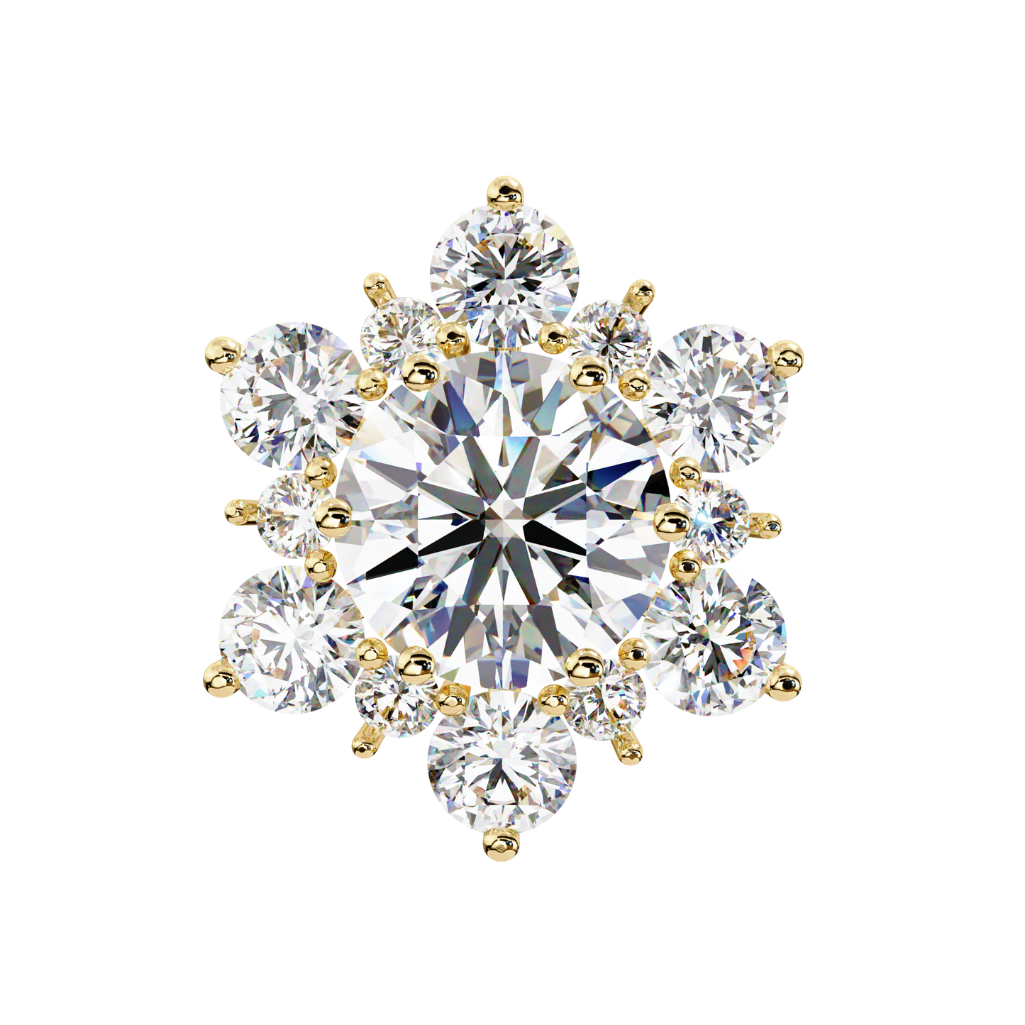 0.72 Ct  Round  Lab‑Grown Diamond Floral Earrings – Ethical & Sparkling Studs