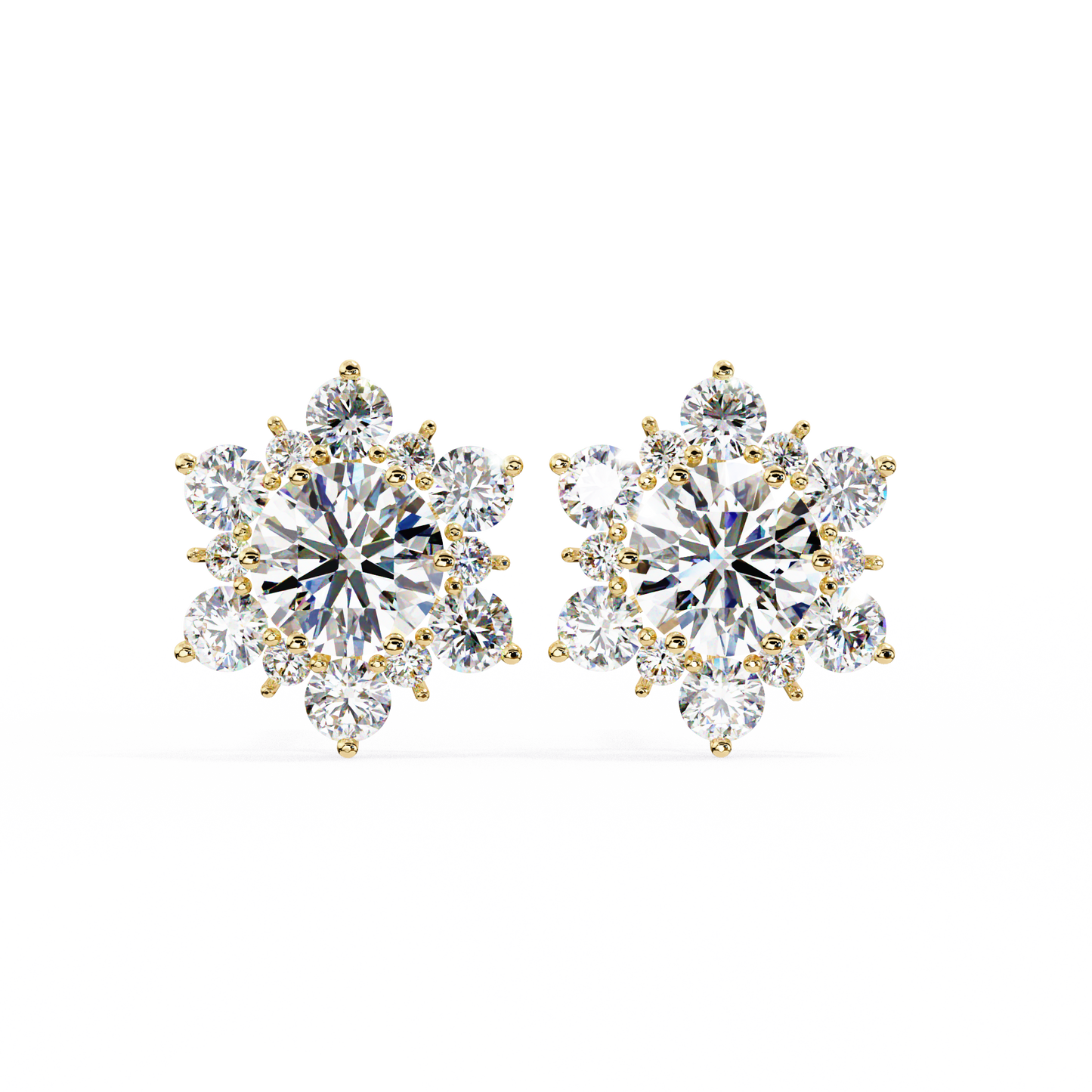 0.72 Ct  Round  Lab‑Grown Diamond Floral Earrings – Ethical & Sparkling Studs