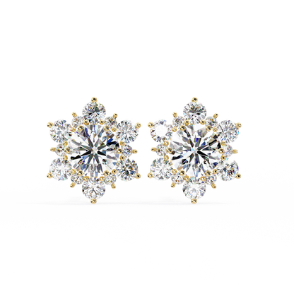 0.72 Ct  Round  Lab‑Grown Diamond Floral Earrings – Ethical & Sparkling Studs