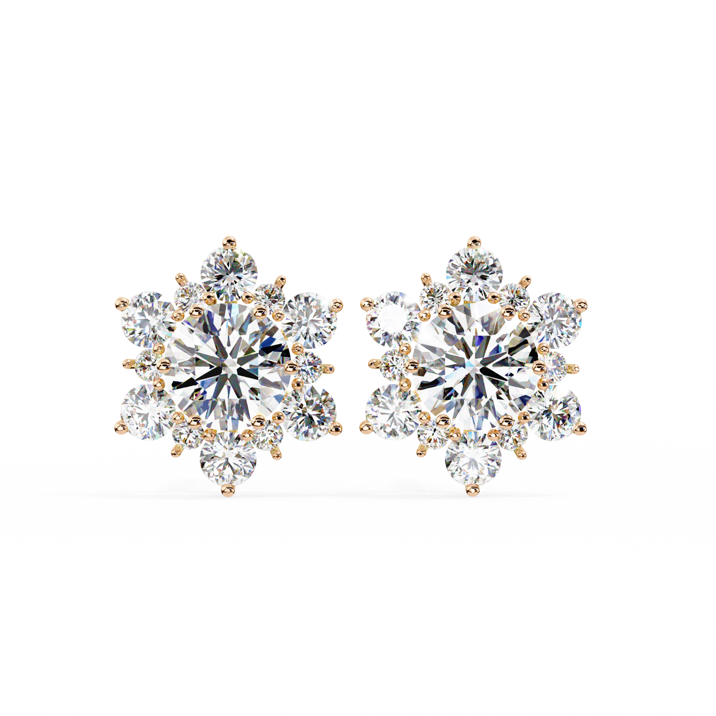 0.72 Ct  Round  Lab‑Grown Diamond Floral Earrings – Ethical & Sparkling Studs