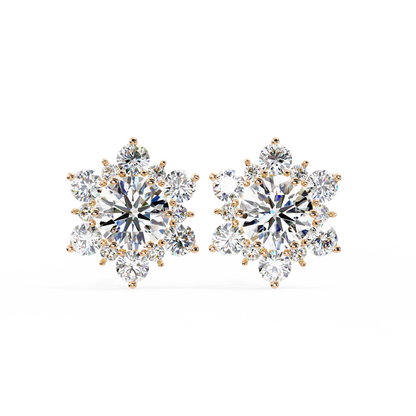 0.72 Ct  Round  Lab‑Grown Diamond Floral Earrings – Ethical & Sparkling Studs