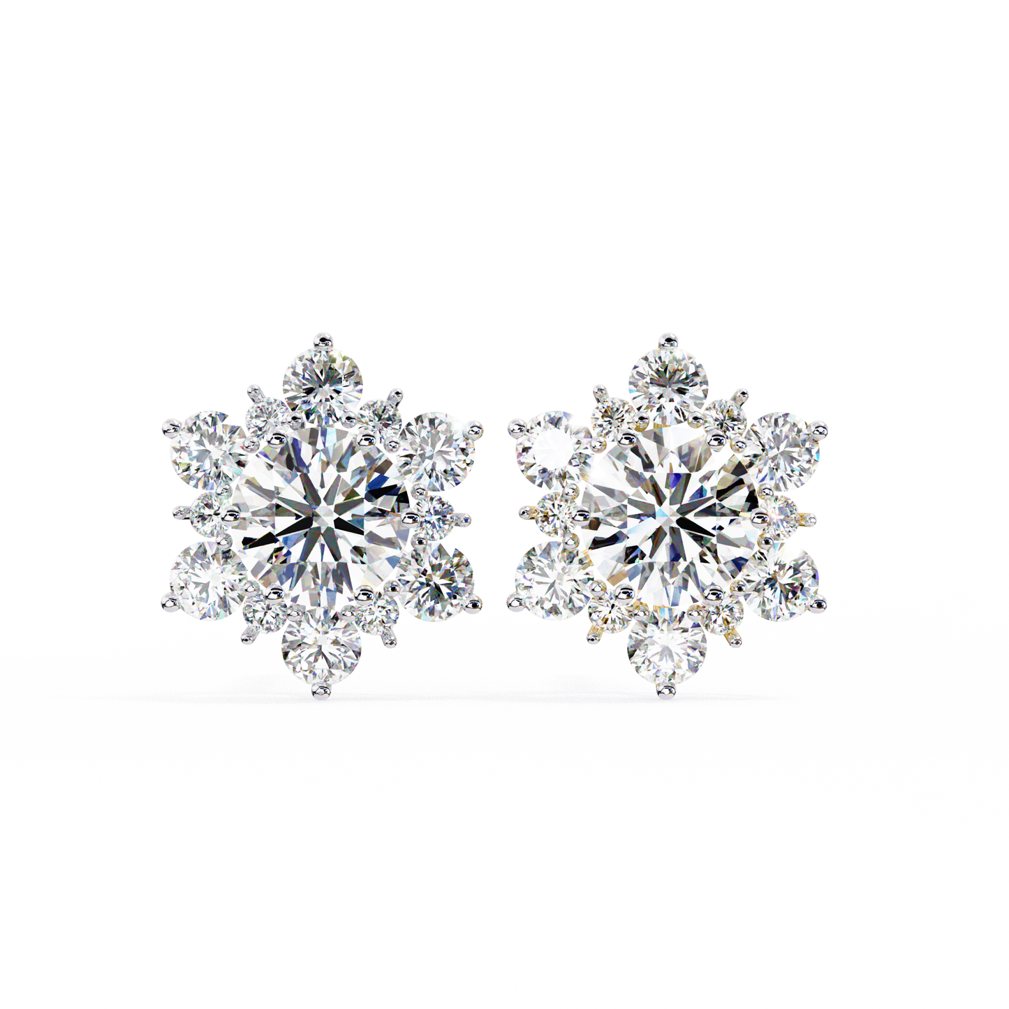 0.72 Ct  Round  Lab‑Grown Diamond Floral Earrings – Ethical & Sparkling Studs