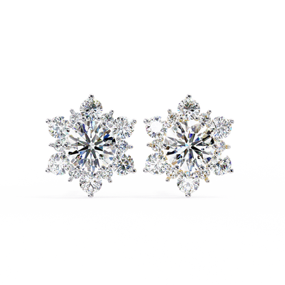 0.72 Ct  Round  Lab‑Grown Diamond Floral Earrings – Ethical & Sparkling Studs