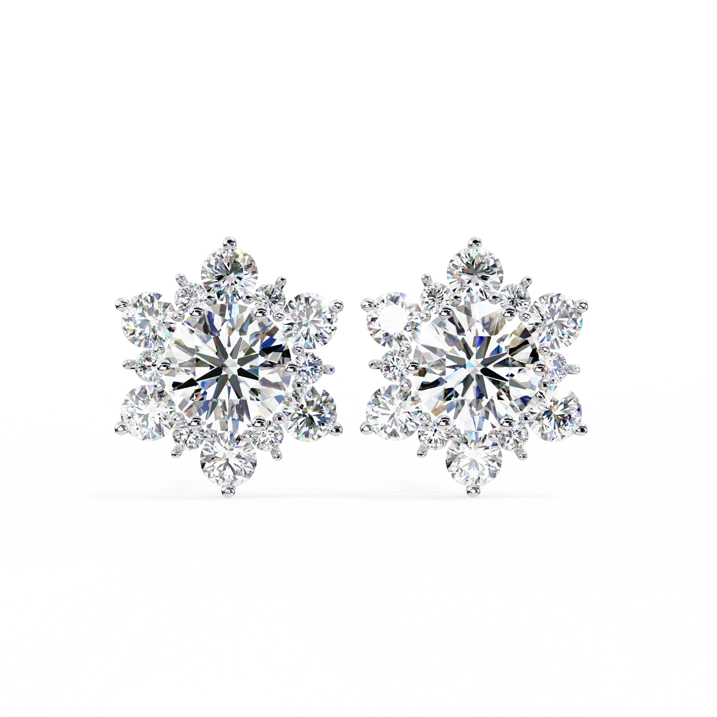 0.72 Ct  Round  Lab‑Grown Diamond Floral Earrings – Ethical & Sparkling Studs