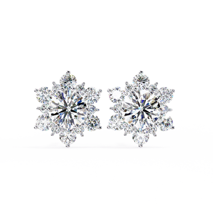 0.72 Ct  Round  Lab‑Grown Diamond Floral Earrings – Ethical & Sparkling Studs