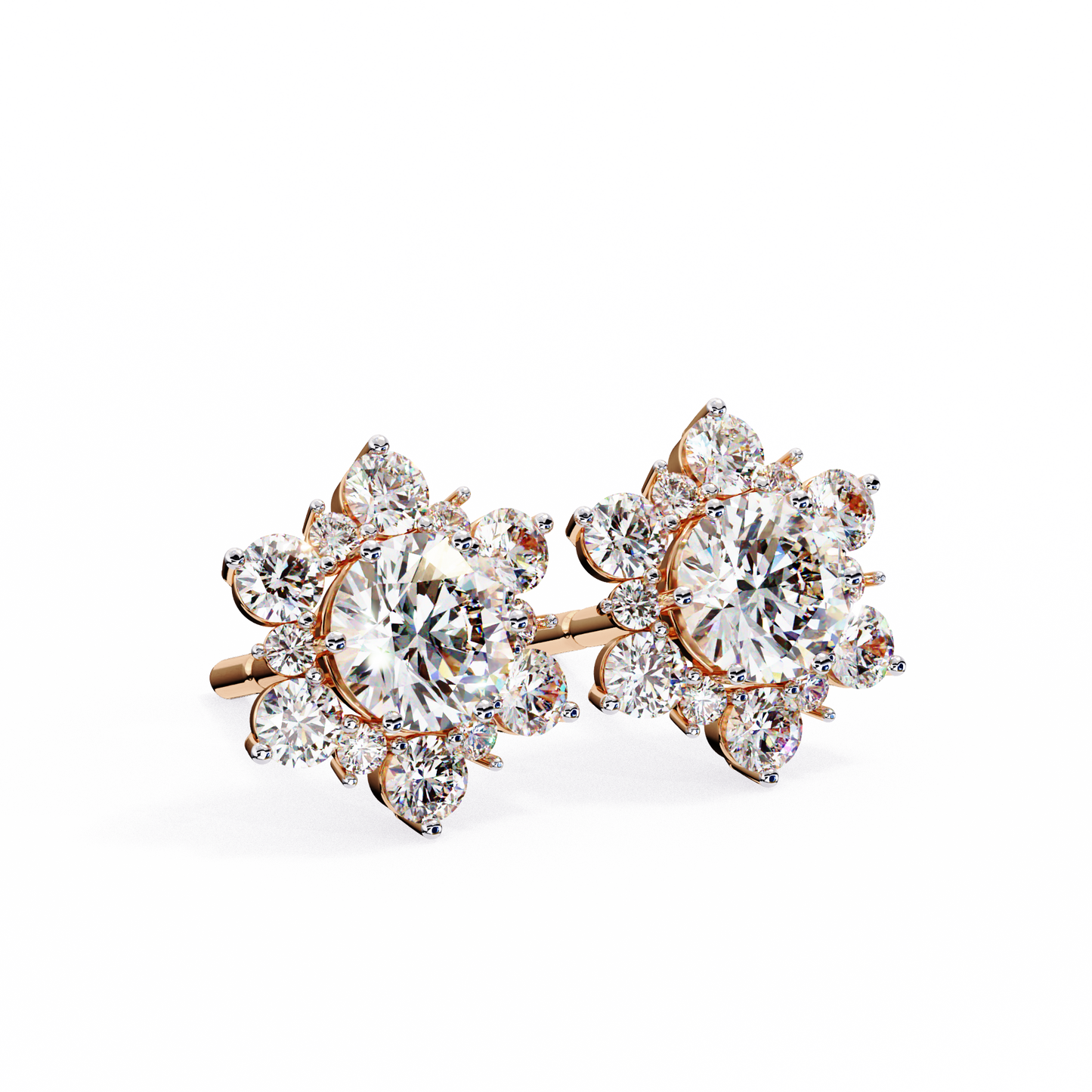 0.72 Ct  Round  Lab‑Grown Diamond Floral Earrings – Ethical & Sparkling Studs