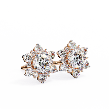 0.72 Ct  Round  Lab‑Grown Diamond Floral Earrings – Ethical & Sparkling Studs