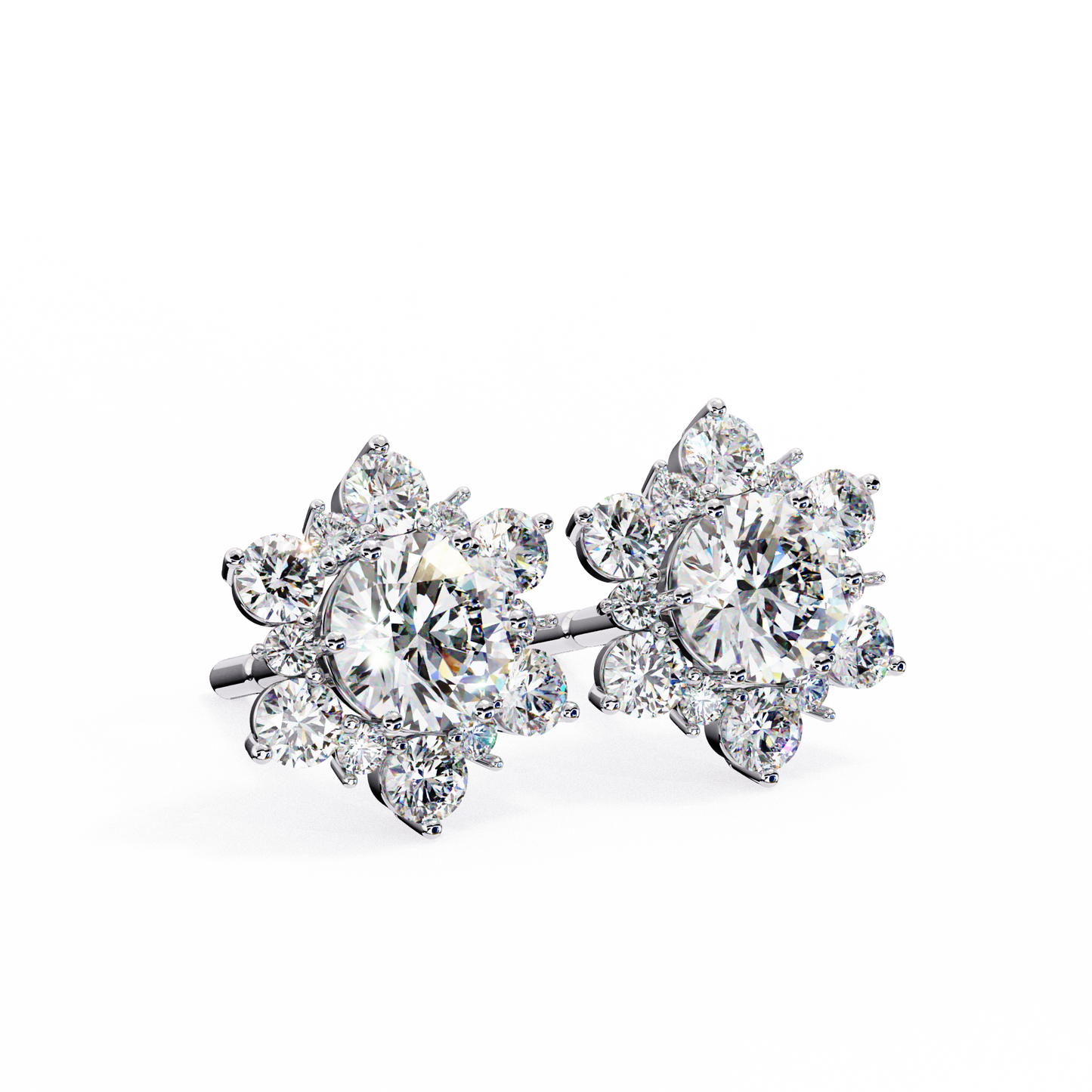 0.72 Ct  Round  Lab‑Grown Diamond Floral Earrings – Ethical & Sparkling Studs