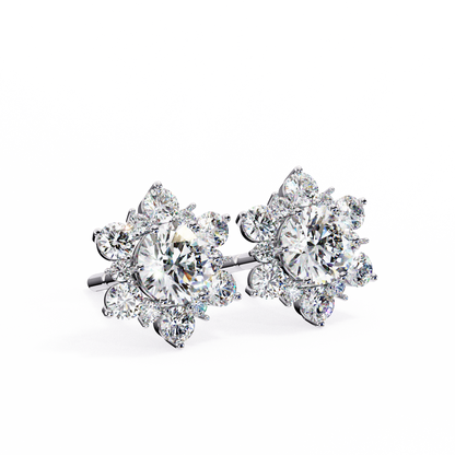 0.72 Ct  Round  Lab‑Grown Diamond Floral Earrings – Ethical & Sparkling Studs