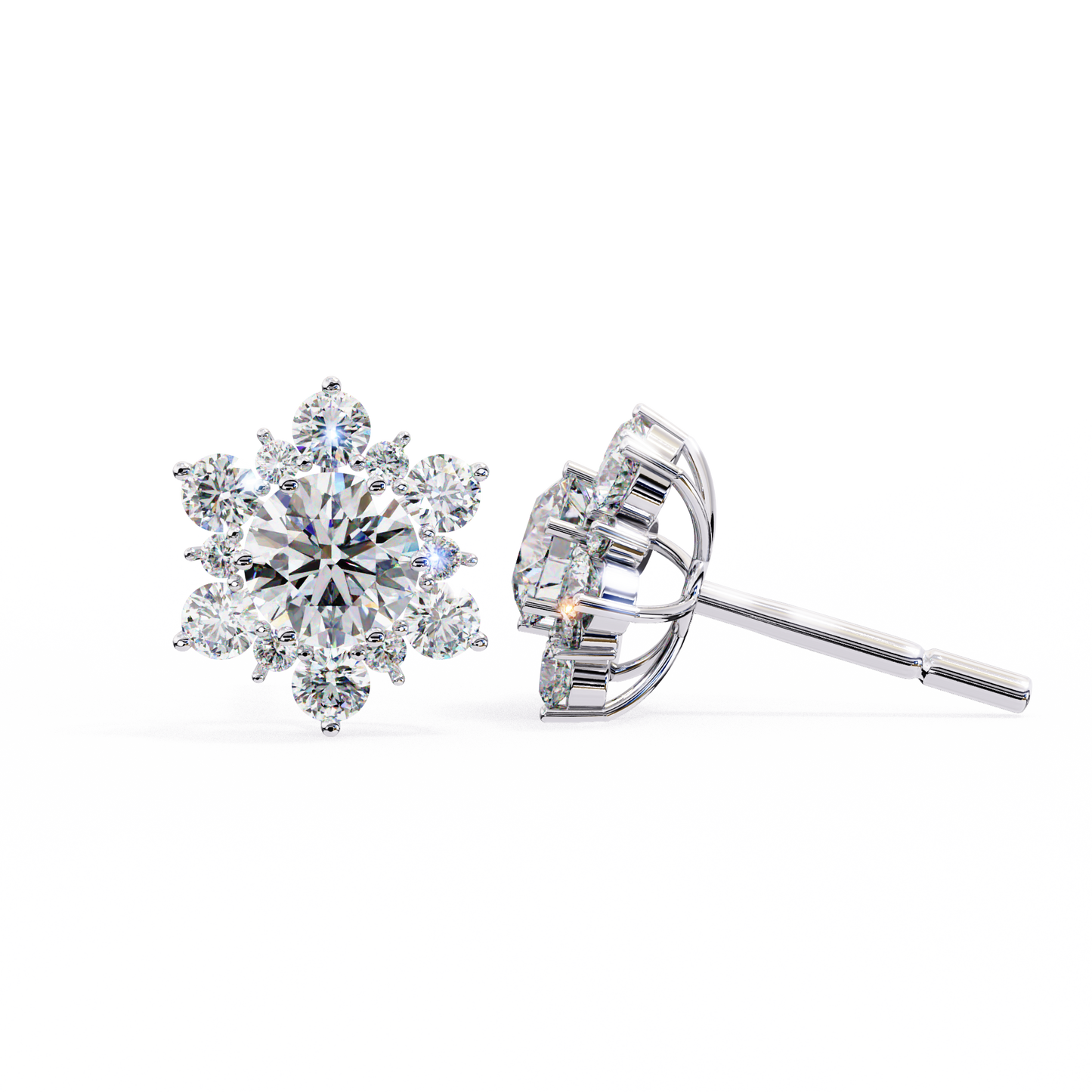 0.72 Ct  Round  Lab‑Grown Diamond Floral Earrings – Ethical & Sparkling Studs