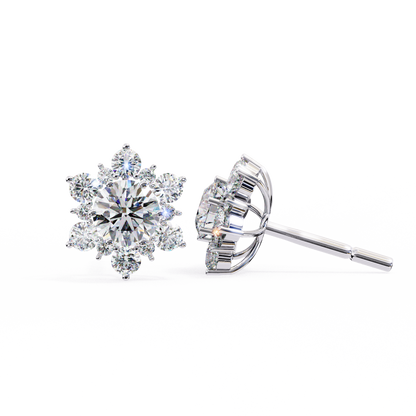 0.72 Ct  Round  Lab‑Grown Diamond Floral Earrings – Ethical & Sparkling Studs