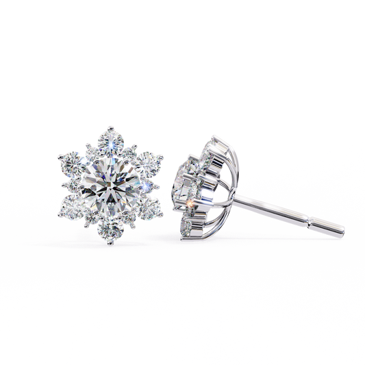 0.72 Ct  Round  Lab‑Grown Diamond Floral Earrings – Ethical & Sparkling Studs