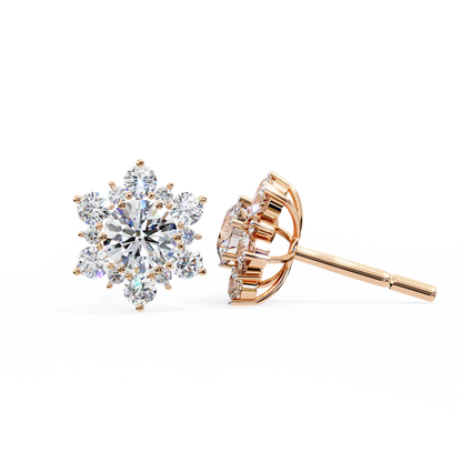 0.72 Ct  Round  Lab‑Grown Diamond Floral Earrings – Ethical & Sparkling Studs
