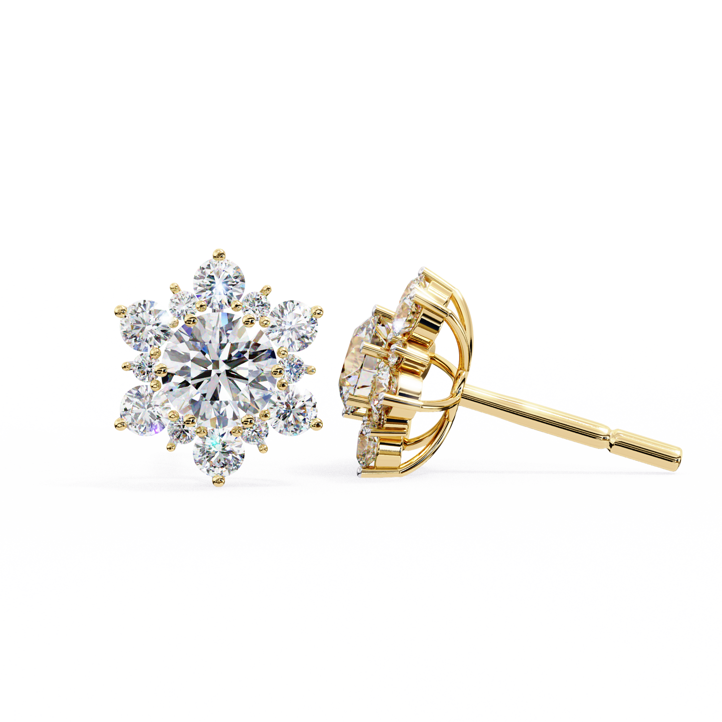 0.72 Ct  Round  Lab‑Grown Diamond Floral Earrings – Ethical & Sparkling Studs