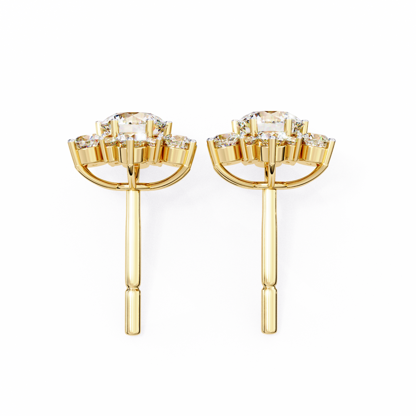 0.72 Ct  Round  Lab‑Grown Diamond Floral Earrings – Ethical & Sparkling Studs