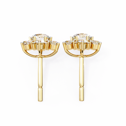 0.72 Ct  Round  Lab‑Grown Diamond Floral Earrings – Ethical & Sparkling Studs