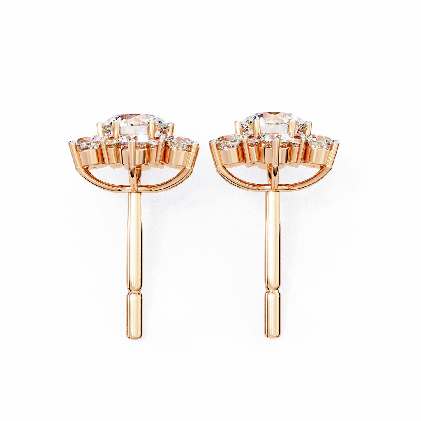 0.72 Ct  Round  Lab‑Grown Diamond Floral Earrings – Ethical & Sparkling Studs