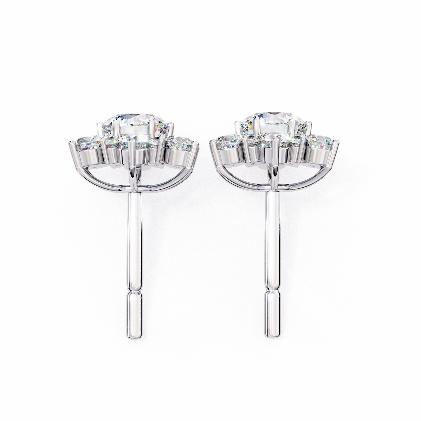 0.72 Ct  Round  Lab‑Grown Diamond Floral Earrings – Ethical & Sparkling Studs