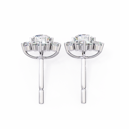 0.72 Ct  Round  Lab‑Grown Diamond Floral Earrings – Ethical & Sparkling Studs