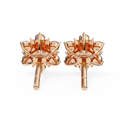 0.72 Ct  Round  Lab‑Grown Diamond Floral Earrings – Ethical & Sparkling Studs
