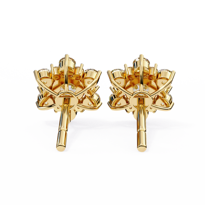 0.72 Ct  Round  Lab‑Grown Diamond Floral Earrings – Ethical & Sparkling Studs