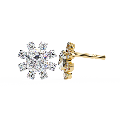 1.22 Ct  Statement Starburst Stud Earrings – Dazzling Round Lab grown Diamond Burst Motif