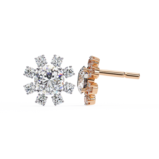 1.22 Ct  Statement Starburst Stud Earrings – Dazzling Round Lab grown Diamond Burst Motif