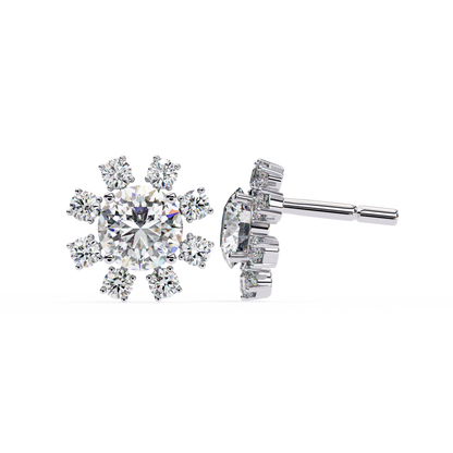 1.22 Ct  Statement Starburst Stud Earrings – Dazzling Round Lab grown Diamond Burst Motif