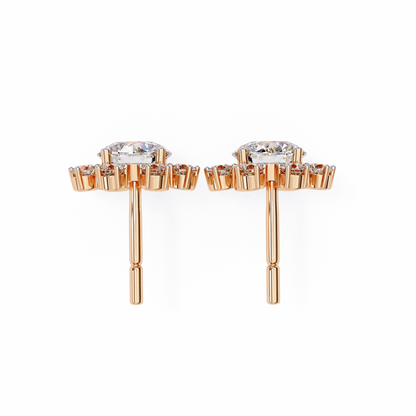 1.22 Ct  Statement Starburst Stud Earrings – Dazzling Round Lab grown Diamond Burst Motif