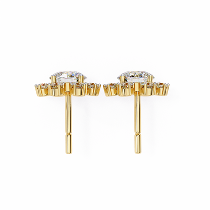 1.22 Ct  Statement Starburst Stud Earrings – Dazzling Round Lab grown Diamond Burst Motif