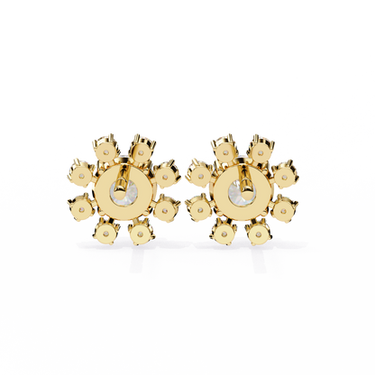 1.22 Ct  Statement Starburst Stud Earrings – Dazzling Round Lab grown Diamond Burst Motif