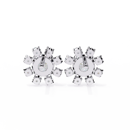 1.22 Ct  Statement Starburst Stud Earrings – Dazzling Round Lab grown Diamond Burst Motif