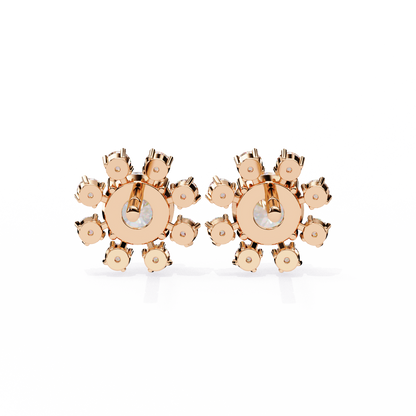 1.22 Ct  Statement Starburst Stud Earrings – Dazzling Round Lab grown Diamond Burst Motif
