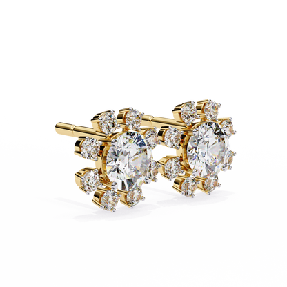 1.22 Ct  Statement Starburst Stud Earrings – Dazzling Round Lab grown Diamond Burst Motif