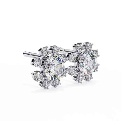 1.22 Ct  Statement Starburst Stud Earrings – Dazzling Round Lab grown Diamond Burst Motif