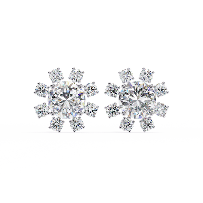 1.22 Ct  Statement Starburst Stud Earrings – Dazzling Round Lab grown Diamond Burst Motif