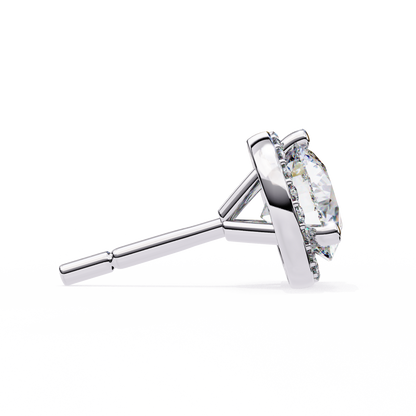 Sparkling 1.95 Ct Lab-Grown Diamond Halo Stud Earrings – 14K/18K Gold
