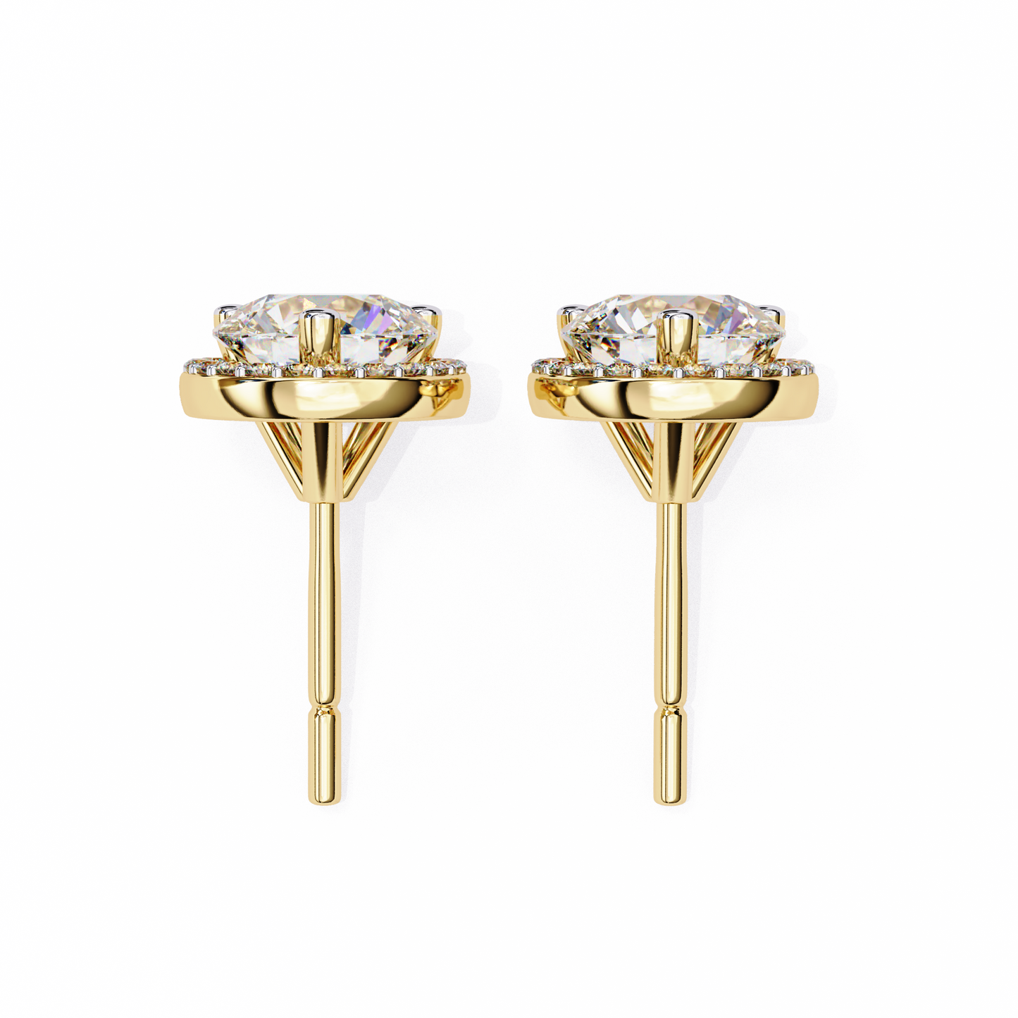 Sparkling 1.95 Ct Lab-Grown Diamond Halo Stud Earrings – 14K/18K Gold