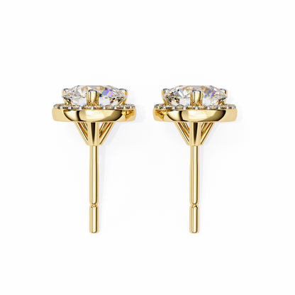Sparkling 1.95 Ct Lab-Grown Diamond Halo Stud Earrings – 14K/18K Gold