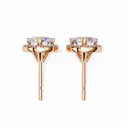 Sparkling 1.95 Ct Lab-Grown Diamond Halo Stud Earrings – 14K/18K Gold